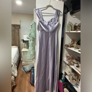 Satin Lilac Birdy Grey Bridesmaids Dress
